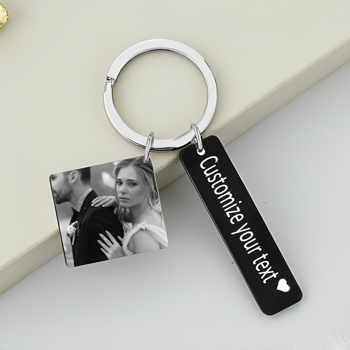 Initial Ring Custom - Llavero personalizado de acero inoxidable con